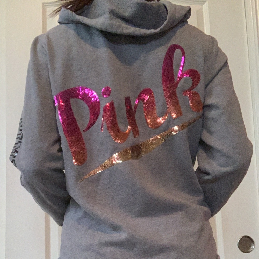 Grey VS PINK Sequinned Sweatshirt